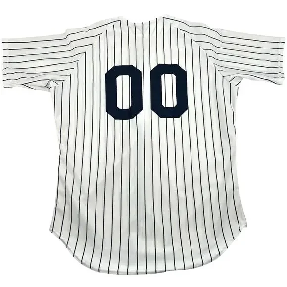 Vtg 90s Men's XL Rawlings New York Yankees Authentic White Pinstripe Jersey #00